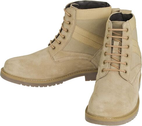 CALTO Men's Invisible Height Increasing Elevator Shoes - Desert Sand Suede Lace-up High-top Military Boots - 3.2 Inches Taller - S9012 in Saudi Arabia