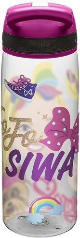 Zak Designs JoJo & BowBow (Pink) Straw and Built-in Carrying Loop Durable Water Bottle Has Wide Mouth and Break Resistant Design is Perfect for Kids, 25oz in Saudi Arabia