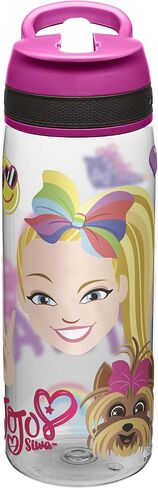 Zak Designs JoJo & BowBow (Pink) Straw and Built-in Carrying Loop Durable Water Bottle Has Wide Mouth and Break Resistant Design is Perfect for Kids, 25oz in Saudi Arabia