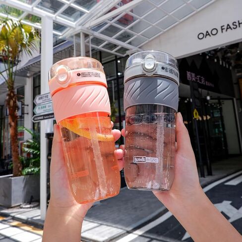 زجاجة مياه MOIOIBE مع شفاطة 16.9oz زجاجات مياه مكتبية إبداعية مع غطاء زجاجة سيليكون مضاد للحروق، زجاجة مياه لطيفة للفتيات هدية باللون الأخضر in Saudi Arabia