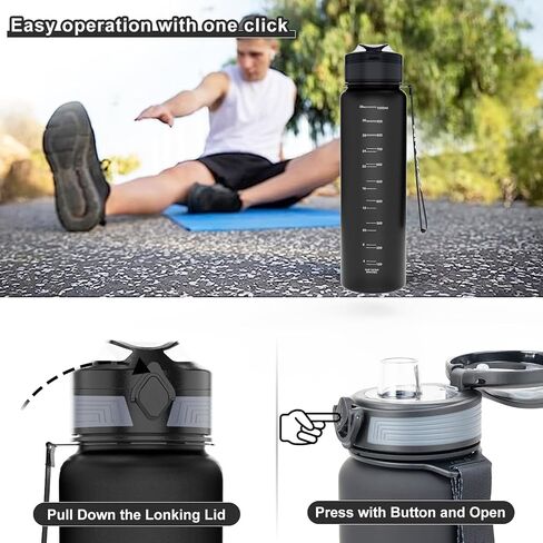 HITWAY 32 oz Sports Water bottle,BPA Free Drinks Water Bottles with Fruit Strainer,Leakproof Tritan BPA Free Non-Toxic Water Jug for Fitness,Gym,Sports,Outdoors,Cycling in Kuwait