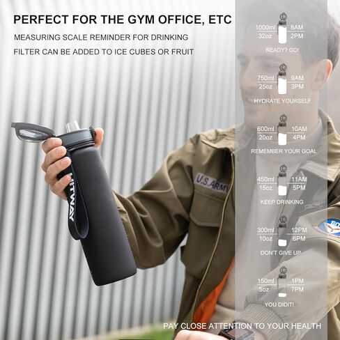 HITWAY 32 oz Sports Water bottle,BPA Free Drinks Water Bottles with Fruit Strainer,Leakproof Tritan BPA Free Non-Toxic Water Jug for Fitness,Gym,Sports,Outdoors,Cycling in Kuwait