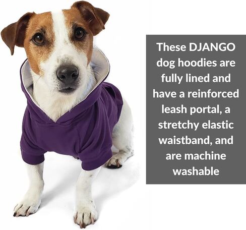 سترة بغطاء رأس للكلاب من DJANGO وسترة فائقة النعومة وقابلة للتمدد - مبطنة بالكامل بحزام خصر مرن، ومدخل للمقود، وجيب خلفي (أرجواني ملكي، متوسط) in Kuwait