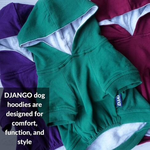 سترة بغطاء رأس للكلاب من DJANGO وسترة فائقة النعومة وقابلة للتمدد - مبطنة بالكامل بحزام خصر مرن، ومدخل للمقود، وجيب خلفي (أرجواني ملكي، متوسط) in Kuwait