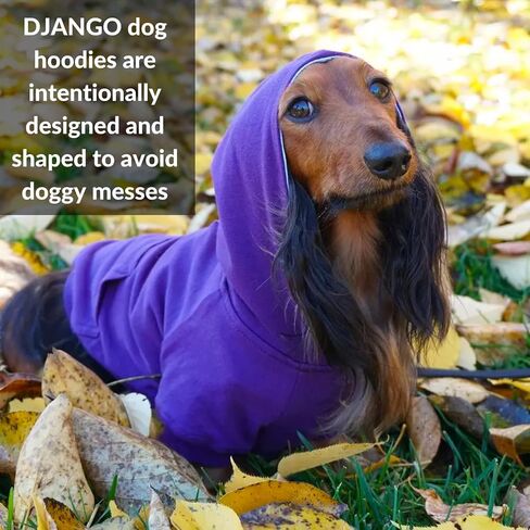 سترة بغطاء رأس للكلاب من DJANGO وسترة فائقة النعومة وقابلة للتمدد - مبطنة بالكامل بحزام خصر مرن، ومدخل للمقود، وجيب خلفي (أرجواني ملكي، متوسط) in Kuwait