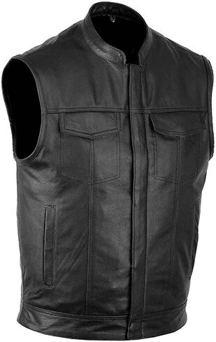 DALLX SOA Motorcycle Leather Vest for Men biker Club Style vest with Concealed carry Gun Pocket in Saudi Arabia