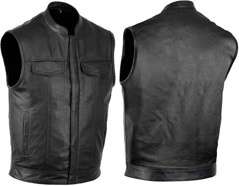 DALLX SOA Motorcycle Leather Vest for Men biker Club Style vest with Concealed carry Gun Pocket in Saudi Arabia