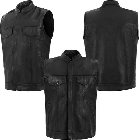 DALLX SOA Motorcycle Leather Vest for Men biker Club Style vest with Concealed carry Gun Pocket in Saudi Arabia