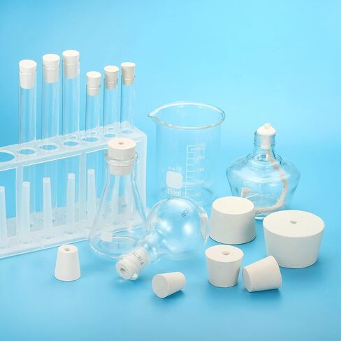 MECCANIXITY Rubber Tapered Plug 22mm to 28mm with 8mm Hole Test Tubes Bungs Stopper White for Lab Home 10 Pieces in Saudi Arabia