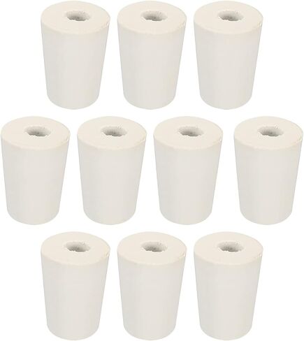 MECCANIXITY Rubber Tapered Plug 22mm to 28mm with 8mm Hole Test Tubes Bungs Stopper White for Lab Home 10 Pieces in Saudi Arabia