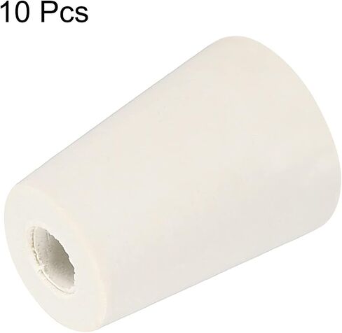 MECCANIXITY Rubber Tapered Plug 22mm to 28mm with 8mm Hole Test Tubes Bungs Stopper White for Lab Home 10 Pieces in Saudi Arabia
