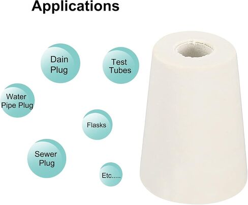 MECCANIXITY Rubber Tapered Plug 22mm to 28mm with 8mm Hole Test Tubes Bungs Stopper White for Lab Home 10 Pieces in Saudi Arabia