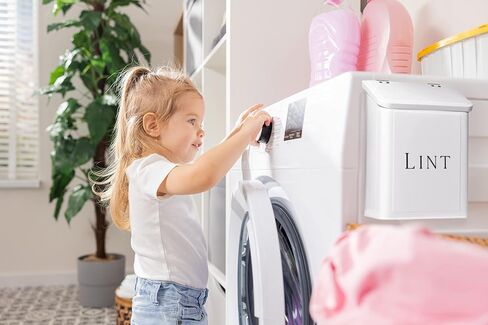 MOUNT DELECTABLE Magnetic Lint Bin for Laundry Room, Wall Mounted Lint Box Holder Trash Can with Lid for Dryer, Lint Basket for Laundry Room, Farmhouse Style Laundry Storage and Organization in Saudi Arabia