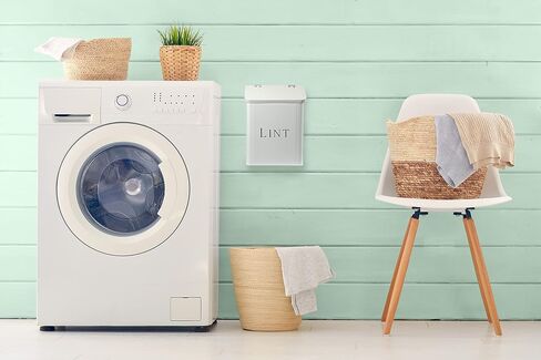 MOUNT DELECTABLE Magnetic Lint Bin for Laundry Room, Wall Mounted Lint Box Holder Trash Can with Lid for Dryer, Lint Basket for Laundry Room, Farmhouse Style Laundry Storage and Organization in Saudi Arabia