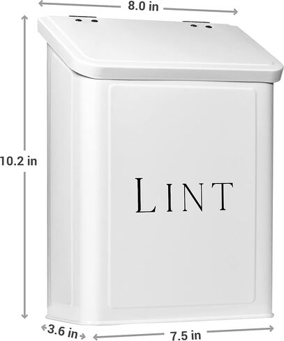 MOUNT DELECTABLE Magnetic Lint Bin for Laundry Room, Wall Mounted Lint Box Holder Trash Can with Lid for Dryer, Lint Basket for Laundry Room, Farmhouse Style Laundry Storage and Organization in Saudi Arabia