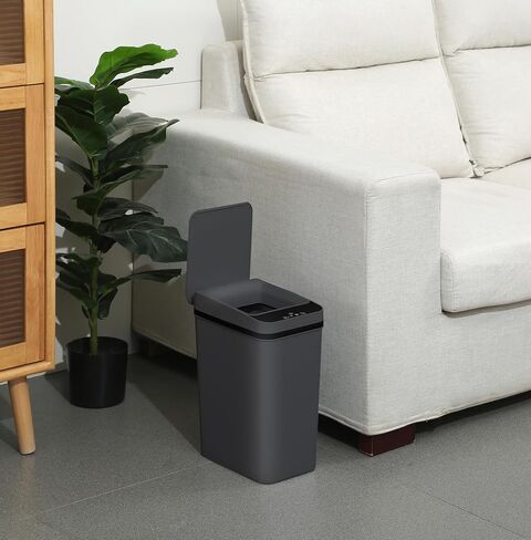 QSFWCSM Bathroom Trash can,Smart Touchless Trash Can,Automatic Motion Sensor Compost Bin with Lid,2.4 Gallon Plastic PP Rubbish Can, Kitchen, Bathroom, Office, Bedroom Trash can (Black) in Saudi Arabia