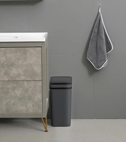 QSFWCSM Bathroom Trash can,Smart Touchless Trash Can,Automatic Motion Sensor Compost Bin with Lid,2.4 Gallon Plastic PP Rubbish Can, Kitchen, Bathroom, Office, Bedroom Trash can (Black) in Saudi Arabia