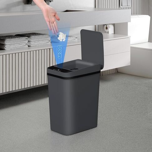 QSFWCSM Bathroom Trash can,Smart Touchless Trash Can,Automatic Motion Sensor Compost Bin with Lid,2.4 Gallon Plastic PP Rubbish Can, Kitchen, Bathroom, Office, Bedroom Trash can (Black) in Saudi Arabia
