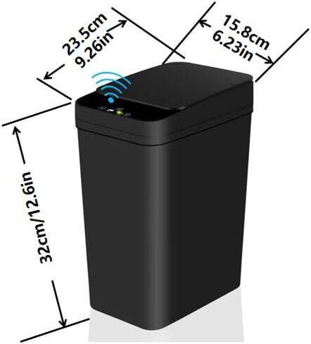 QSFWCSM Bathroom Trash can,Smart Touchless Trash Can,Automatic Motion Sensor Compost Bin with Lid,2.4 Gallon Plastic PP Rubbish Can, Kitchen, Bathroom, Office, Bedroom Trash can (Black) in Saudi Arabia
