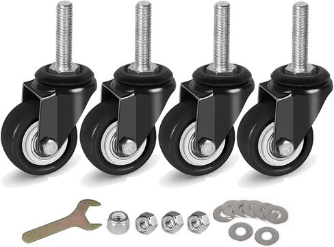 8T8 2 Inch Caster Wheels with Threaded Stem 3/8"-16x1-1/2"(Screw Diameter 3/8", Length 1.5") Heavy Duty PU Casters Set of 4, Swivel Screw in Casters, Smooth Industrial Castors in Saudi Arabia