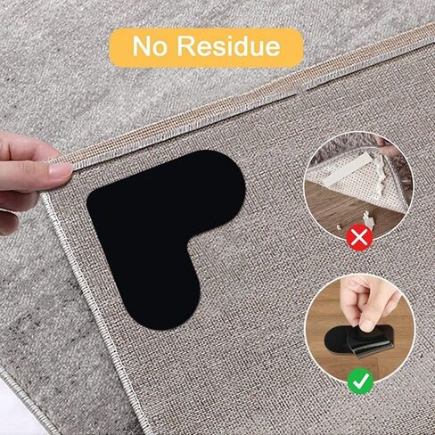 Non Slip Rug Pads 16 Pcs Corner Side Gripper for Hardwood Floors and Tiles, MIATTCLD Reusable Carpet Tape Stickers Washable Dual Sided Adhesive Grippers Keep Your Area Rug Flat in Kuwait