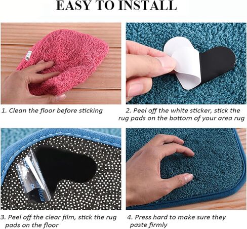 Non Slip Rug Pads 16 Pcs Corner Side Gripper for Hardwood Floors and Tiles, MIATTCLD Reusable Carpet Tape Stickers Washable Dual Sided Adhesive Grippers Keep Your Area Rug Flat in Kuwait