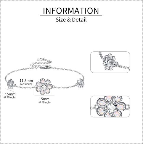 Sterling Silver Bracelet Rose/Skull/Rose Scent/Daisy/Snake Bracelet Sterling Silver Jewelry for Women Girls in Saudi Arabia