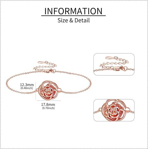Sterling Silver Bracelet Rose/Skull/Rose Scent/Daisy/Snake Bracelet Sterling Silver Jewelry for Women Girls in Saudi Arabia