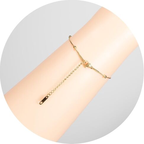 KEYUN 18K Gold Bracelets for Women Stainless Steel Trendy Gold Plated Link Chain Bracelets Four Leaf Clover Jewelry Gifts for Women Girls in Saudi Arabia