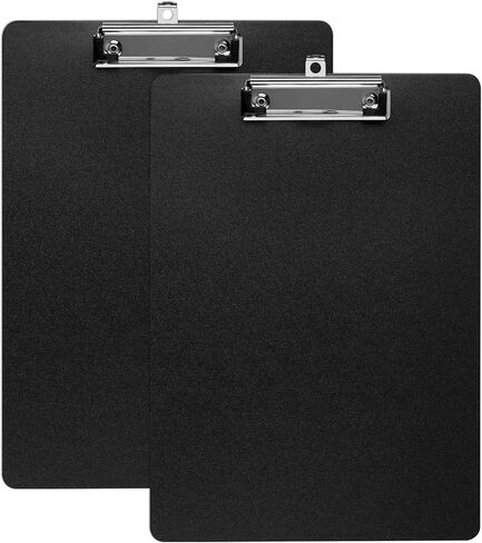 Utron 2 عبوات من الحافظة البلاستيكية مقاس 8.8 × 12.4 بوصة، وألواح الحافظة للفصل الدراسي مع مشابك معدنية منخفضة المستوى، ولوحة مشبك قابلة للتعليق، وحافظة سوداء ذات ملمس بلوري، تحمل 100 ورقة بحجم الحروف in Kuwait