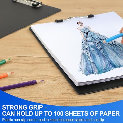 Utron 2 عبوات من الحافظة البلاستيكية مقاس 8.8 × 12.4 بوصة، وألواح الحافظة للفصل الدراسي مع مشابك معدنية منخفضة المستوى، ولوحة مشبك قابلة للتعليق، وحافظة سوداء ذات ملمس بلوري، تحمل 100 ورقة بحجم الحروف in Kuwait