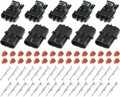 X AUTOHAUX 5 Kit 3 Pin Way Waterproof Electrical Connector Series Terminal Connector 12 AWG Connectors Housing Terminals Sealed Electrical Wire Connector for Car in Saudi Arabia