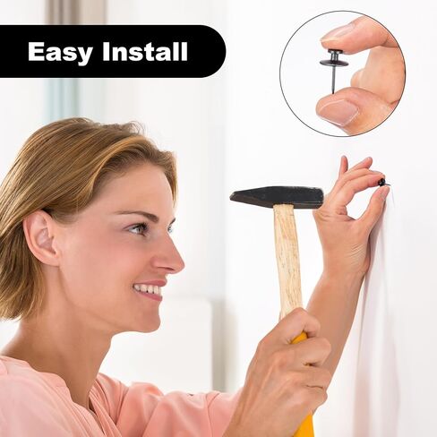 50 حزمة من المسامير السوداء ذات الرأس المزدوج لتعليق الصور، وأظافر الصور، ومسامير للتعليق على الحائط، ودبابيس الحائط للتعليق، وأظافر الحائط للتعليق، ومسامير الإبهام للتعليق على الحائط، وشماعات الصور in Kuwait