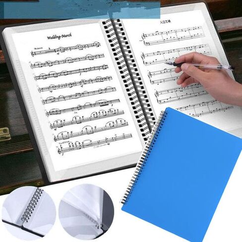 Sheet Music Folder,9.5 x 12 Binder,Folder for Musicians, Sheet Music Folder, Band Folder, Writable, Spiral-Bound, 180 Degree Open / A4 Size, 30 Sleeves, 60 Pages (Blue) in Saudi Arabia