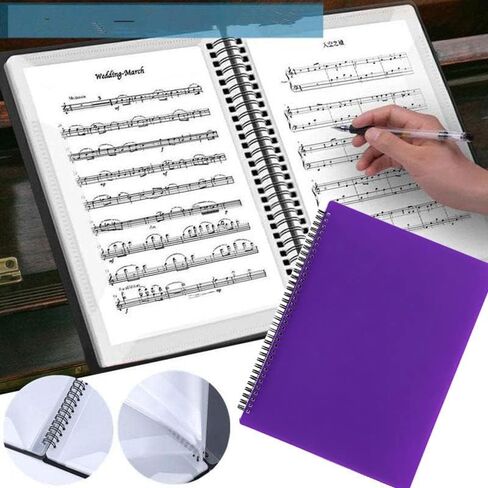 Sheet Music Folder,9.5 x 12 Binder,Folder for Musicians, Sheet Music Folder, Band Folder, Writable, Spiral-Bound, 180 Degree Open / A4 Size, 30 Sleeves, 60 Pages (Blue) in Saudi Arabia