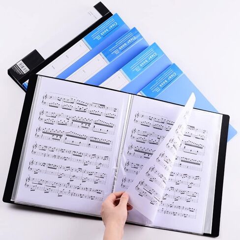 Sheet Music Folder,9.5 x 12 Binder,Folder for Musicians, Sheet Music Folder, Band Folder, Writable, Spiral-Bound, 180 Degree Open / A4 Size, 30 Sleeves, 60 Pages (Blue) in Saudi Arabia