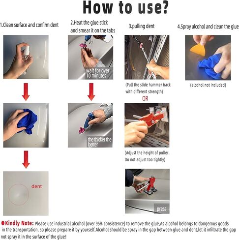 NIUVOCY 102pcs Car Paintless Dent Removal Tool Set with Adjustable Red Dent Lifter,Slide Hammer,Linear Glue Tabs for Auto Body Dents in Saudi Arabia