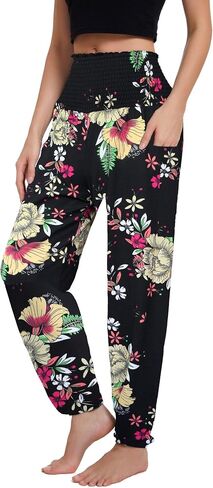 DONGDAOZHU Women's Harem Pants with Pockets, High Waist Boho Pants Trousers Hippie Yoga Clothes in Saudi Arabia