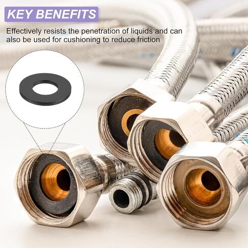 UHATa Nylon Flat Washers 12mm ID, 24mm OD, 2mm Thick M12 Sealing Gaskets Round Spacers-Applications for Faucet Valve Water Pipe Hose Bolt-[Qty 8 Black] in Saudi Arabia
