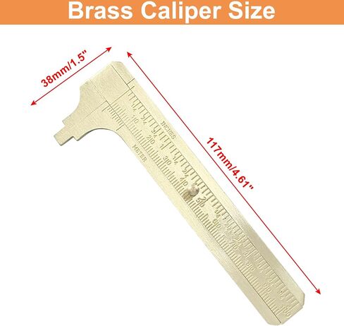 Piutouyar 100mm/4" Pocket Vernier Caliper Ruler, Brass Sliding Gauge Pocket Caliper, Mini Measuring Tool Double Scale mm/inch Metal Handy Caliper in Saudi Arabia