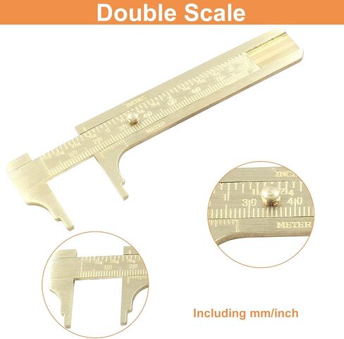 Piutouyar 100mm/4" Pocket Vernier Caliper Ruler, Brass Sliding Gauge Pocket Caliper, Mini Measuring Tool Double Scale mm/inch Metal Handy Caliper in Saudi Arabia