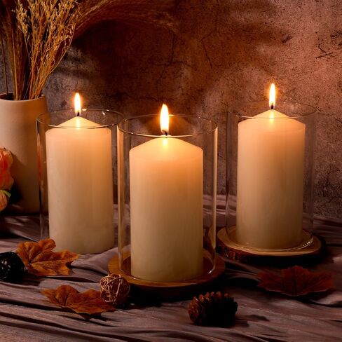 SiliFine 12 Pcs Glass Hurricane Candle Holder Sleeve Open Ended Clear Large Cylinder Candleholder Bottomless Candle Cover Hurricane Chimney Clear Candle Shade Tube Cover (3.7 x 6 Inch) in Saudi Arabia