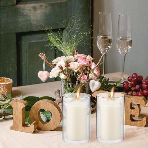 SiliFine 12 Pcs Glass Hurricane Candle Holder Sleeve Open Ended Clear Large Cylinder Candleholder Bottomless Candle Cover Hurricane Chimney Clear Candle Shade Tube Cover (3.7 x 6 Inch) in Saudi Arabia