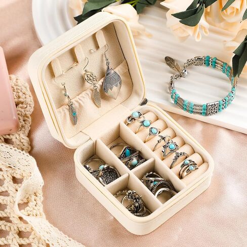 Ecation Western Travel Jewelry Organizer PU Leather Jewelry Travel Case Cowgirl Cow Print Jewelry Box Small Portable Earring Holder for Christmas Girls Women Gifts Rings Necklaces Display in Saudi Arabia