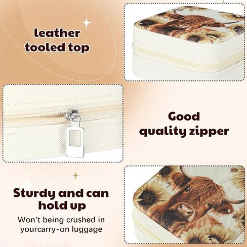 Ecation Western Travel Jewelry Organizer PU Leather Jewelry Travel Case Cowgirl Cow Print Jewelry Box Small Portable Earring Holder for Christmas Girls Women Gifts Rings Necklaces Display in Saudi Arabia
