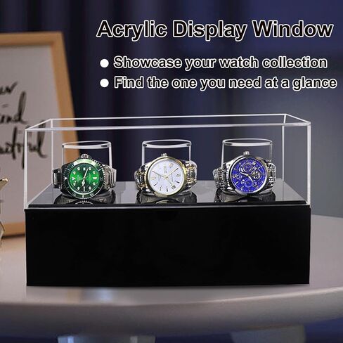 حافظة عرض ساعة مخصصة للرجال - حامل منظم لصندوق الساعة للرجال، حامل عرض للساعة مع غطاء أكريليك قابل للإزالة ودرج تخزين للخواتم والمجوهرات والصديق الرائع والأب وهدية عيد الأب in Kuwait