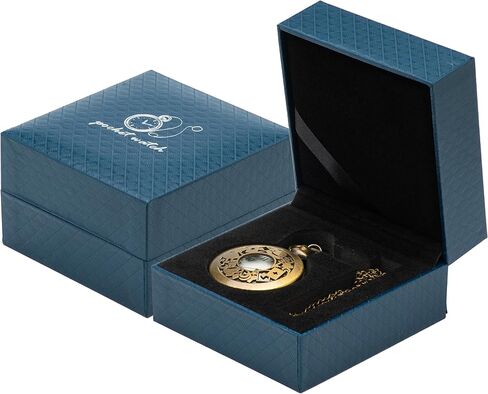 علبة هدايا لساعة الجيب الجلدية من COWFEX مصنوعة من جلد البولي يوريثان وحقيبة تخزين للرجال والنساء (أزرق) in Kuwait