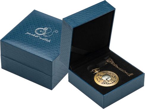 علبة هدايا لساعة الجيب الجلدية من COWFEX مصنوعة من جلد البولي يوريثان وحقيبة تخزين للرجال والنساء (أزرق) in Kuwait