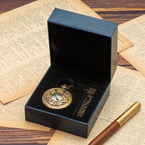 علبة هدايا لساعة الجيب الجلدية من COWFEX مصنوعة من جلد البولي يوريثان وحقيبة تخزين للرجال والنساء (أزرق) in Kuwait