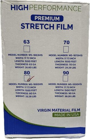 Diamond UP 18" Stretch Wrap Film for Pallet Wrap, 4 Industrial Strength Shrink Wrap Film Roll 1500 feet 80 Gauge Plastic Wrap for Moving, 4 Pack, Clear in Saudi Arabia